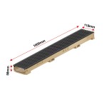 Set 10 rigole cu accesorii ACO Self Euroline 60 din beton cu polimeri 100cm, cu grătar Self tip Intercept 50cm, din otel inoxidabil, nervurat longit. din fonta