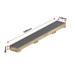 Set 8 rigole cu accesorii ACO Self Euroline 60 din beton cu polimeri 100cm, cu grătar Self nervurat A15 100cm din otel zincat antracit