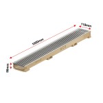 Set 8 rigole cu accesorii ACO Self Euroline 60 100cm, din beton cu polimeri, cu grătar SelfA15 100cm, profile triughiulare otel inox