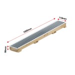 Set 3 rigole cu accesorii ACO Self Euroline 60 din beton cu polimeri 100cm, cu grătar Self retea A15 100cm din otel inoxidabil