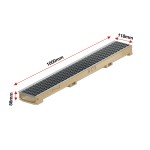 Set 6 rigole cu accesorii ACO Self Euroline 60 din beton cu polimeri, cu grătar retea A15 100 cm din otel zincat