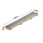 Set 3 rigole cu accesorii ACO Self Euroline 60 din beton cu polimeri 100cm, cu grătar Self nervurat A15 100cm din otel inoxidabil