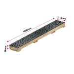 Set 6 rigole cu accesorii ACO Self Euroline 60 din beton cu polimeri 100cm, cu grătar Self tip Voronoi 50cm din fonta, Diamant, B125