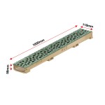 Set 3 rigole cu accesorii ACO Self Euroline 60 din beton cu polimeri 100cm, cu grătar Self tip Voronoi 50cm din fonta, Malachite, B125