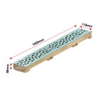 Set 3 rigole cu accesorii ACO Self Euroline 60 din beton cu polimeri 100cm, cu grătar Self tip Voronoi 50cm din fonta, Perle, B125