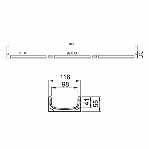 Set 5 rigole cu accesorii ACO Self Euroline 60 din beton cu polimeri 100cm, cu grătar Self tip Voronoi 50cm din fonta, Malachite, B125