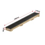 Set 11 rigole cu accesorii ACO Self Euroline 60 din beton cu polimeri, cu grătar din fontă, lungime 50 cm