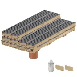 Set 10 rigole ACO Self Euroline 60 din beton cu polimeri, grătar retea din otel zincat antracit, A15,L=10m, lxh=11.8x6cm si accesorii