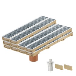 Set 10 rigole ACO Self Euroline 60 din beton cu polimeri, grătar retea din inox, A15,L=10m, lxh=11.8x6cm si accesorii