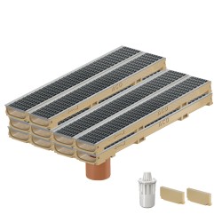 Set 10 rigole ACO Self Euroline 60 din beton cu polimeri, grătar retea din otel zincat, A15,L=10m, lxh=11.8x6cm si accesorii