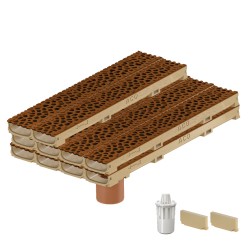 Set 10 rigole ACO Self Euroline 60 din beton cu polimeri, grătar din fontă model Voronoi Corten, B125,L=10m, lxh=11.8x6cm si accesorii