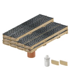 Set 10 rigole ACO Self Euroline 60 din beton cu polimeri, grătar din fontă model Voronoi Diamant, B125,L=10m, lxh=11.8x6cm si accesorii