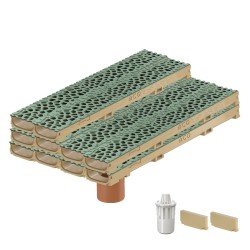 Set 10 rigole ACO Self Euroline 60 din beton cu polimeri, grătar din fontă model Voronoi Malachite, B125,L=10m, lxh=11.8x6cm si accesorii