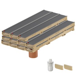 Set 11 rigole ACO Self Euroline 60 din beton cu polimeri, grătar retea din otel zincat antracit, A15, L=11m, lxh=11.8x6cm si accesorii