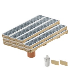 Set 11 rigole ACO Self Euroline 60 din beton cu polimeri, grătar retea din inox, A15, L=11m, lxh=11.8x6cm si accesorii