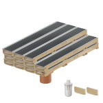 Set 11 rigole cu accesorii ACO Self Euroline 60 din beton cu polimeri, cu grătar retea A15 100 cm din otel zincat