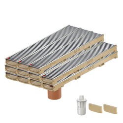 Set 11 rigole ACO Self Euroline 60 din beton cu polimeri, grătar nervurat din inox, A15, L=11m, lxh=11.8x6cm si accesorii