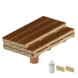 Set 11 rigole ACO Self Euroline 60 din beton cu polimeri, grătar din fontă model Voronoi Corten, B125, L=11m, lxh=11.8x6cm si accesorii