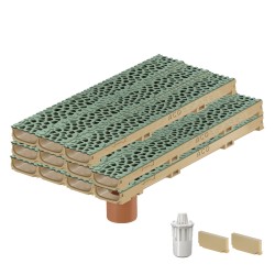 Set 11 rigole ACO Self Euroline 60 din beton cu polimeri, grătar din fontă model Voronoi Malachite, B125, L=11m, lxh=11.8x6cm si accesorii