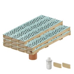 Set 11 rigole ACO Self Euroline 60 din beton cu polimeri, grătar din fontă model Voronoi Perle, B125, L=11m, lxh=11.8x6cm si accesorii