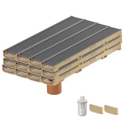 Set 12 rigole ACO Self Euroline 60 din beton cu polimeri, grătar retea din otel zincat antracit, A15, L=12m, lxh=11.8x6cm si accesorii