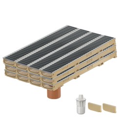 Set 12 rigole ACO Self Euroline 60 din beton cu polimeri, grătar retea din otel zincat, A15, L=12m, lxh=11.8x6cm si accesorii