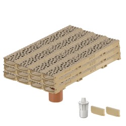 Set 12 rigole ACO Self Euroline 60 din beton cu polimeri, grătar din fontă model Voronoi Citrine, B125, L=12m, lxh=11.8x6cm si accesorii