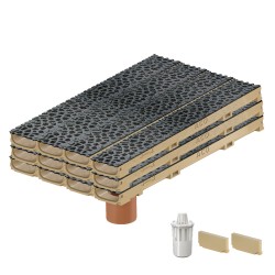 Set 12 rigole ACO Self Euroline 60 din beton cu polimeri, grătar din fontă model Voronoi Diamant, B125, L=12m, lxh=11.8x6cm si accesorii