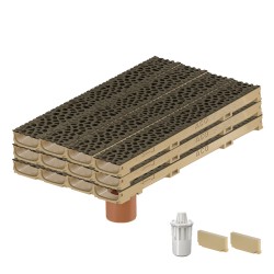 Set 12 rigole ACO Self Euroline 60 din beton cu polimeri, grătar din fontă model Voronoi Quartz Fume, B125, L=12m, lxh=11.8x6cm si accesorii