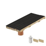 Set 3 rigole cu accesorii ACO Self Euroline 60 din beton cu polimeri 100cm, cu grătar nervurat A15 100cm din polipropilena negru, Microgrip