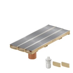 Set 3 rigole ACO Self Euroline 60 din beton cu polimeri, grătar standard din otel zincat, A15, L=3m, lxh=11.8x6cm si accesorii