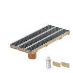 Set 3 rigole cu accesorii ACO Self Euroline 60 din beton cu polimeri, cu grătar retea A15 100 cm din otel zincat