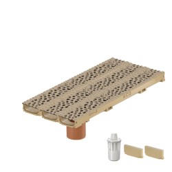 Set 3 rigole ACO Self Euroline 60 din beton cu polimeri, grătar din fontă model Voronoi Citrine, B125, L=3m, lxh=11.8x6cm si accesorii