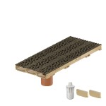 Set 3 rigole cu accesorii ACO Self Euroline 60 din beton cu polimeri 100cm, cu grătar Self tip Voronoi 50cm din fonta, Malachite, B125