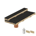 Set 4 rigole cu accesorii ACO Self Euroline 60 din beton cu polimeri 100cm, cu grătar nervurat A15 100cm din polipropilena negru, Microgrip