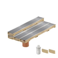 Set 4 rigole ACO Self Euroline 60 din beton cu polimeri, grătar standard din otel zincat, A15, L=4m, lxh=11.8x6cm si accesorii