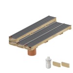 Set 4 rigole cu accesorii ACO Self Euroline 60 din beton cu polimeri 100cm, cu grătar Self nervurat A15 100cm din otel zincat antracit