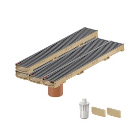 Set 4 rigole ACO Self Euroline 60 din beton cu polimeri, grătar retea din otel zincat antracit, A15, L=4cm, lxh=11.8x6cm si accesorii