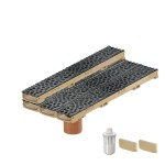 Set 4 rigole cu accesorii ACO Self Euroline 60 din beton cu polimeri 100cm, cu grătar Self tip Voronoi 50cm din fonta, Diamant, B125