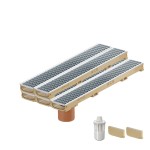 Set 5 rigole cu accesorii ACO Self Euroline 60 din beton cu polimeri 100cm, cu grătar Self retea A15 100cm din otel inoxidabil