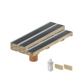 Set 5 rigole cu accesorii ACO Self Euroline 60 din beton cu polimeri, cu grătar retea A15 100 cm din otel zincat