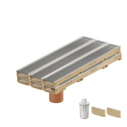 Set 6 rigole ACO Self Euroline 60 din beton cu polimeri, grătar profil triunghiular inox, A15, L=6m, lxh=11.8x6cm si accesorii