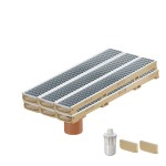 Set 6 rigole cu accesorii ACO Self Euroline 60 din beton cu polimeri 100cm, cu grătar Self retea A15 100cm din otel inoxidabil