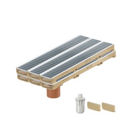 Set 6 rigole ACO Self Euroline 60 din beton cu polimeri, grătar retea din inox, A15, L=6m, lxh=11.8x6cm si accesorii