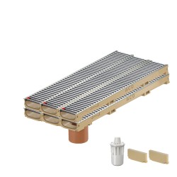 Set 6 rigole ACO Self Euroline 60 din beton cu polimeri, grătar nervurat din inox, A15, L=6m, lxh=11.8x6cm si accesorii