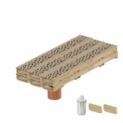 Set 6 rigole ACO Self Euroline 60 din beton cu polimeri, grătar din fontă model Voronoi Citrine, B125, L=6m, lxh=11.8x6cm si accesorii