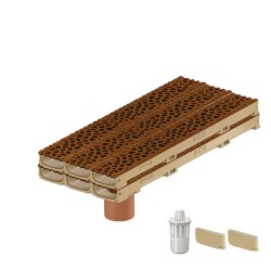 Set 6 rigole ACO Self Euroline 60 din beton cu polimeri, grătar din fontă model Voronoi Corten, B125, L=6m, lxh=11.8x6cm si accesorii