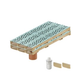 Set 6 rigole ACO Self Euroline 60 din beton cu polimeri, grătar din fontă model Voronoi Perle, B125, L=6m, lxh=11.8x6cm si accesorii