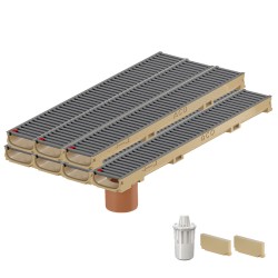 Set 7 rigole ACO Self Euroline 60 din beton cu polimeri, grătar retea din otel zincat antracit, A15, L=7m, lxh=11.8x6cm si accesorii