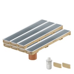 Set 7 rigole ACO Self Euroline 60 din beton cu polimeri, grătar retea din inox, A15, L=7m, lxh=11.8x6cm si accesorii